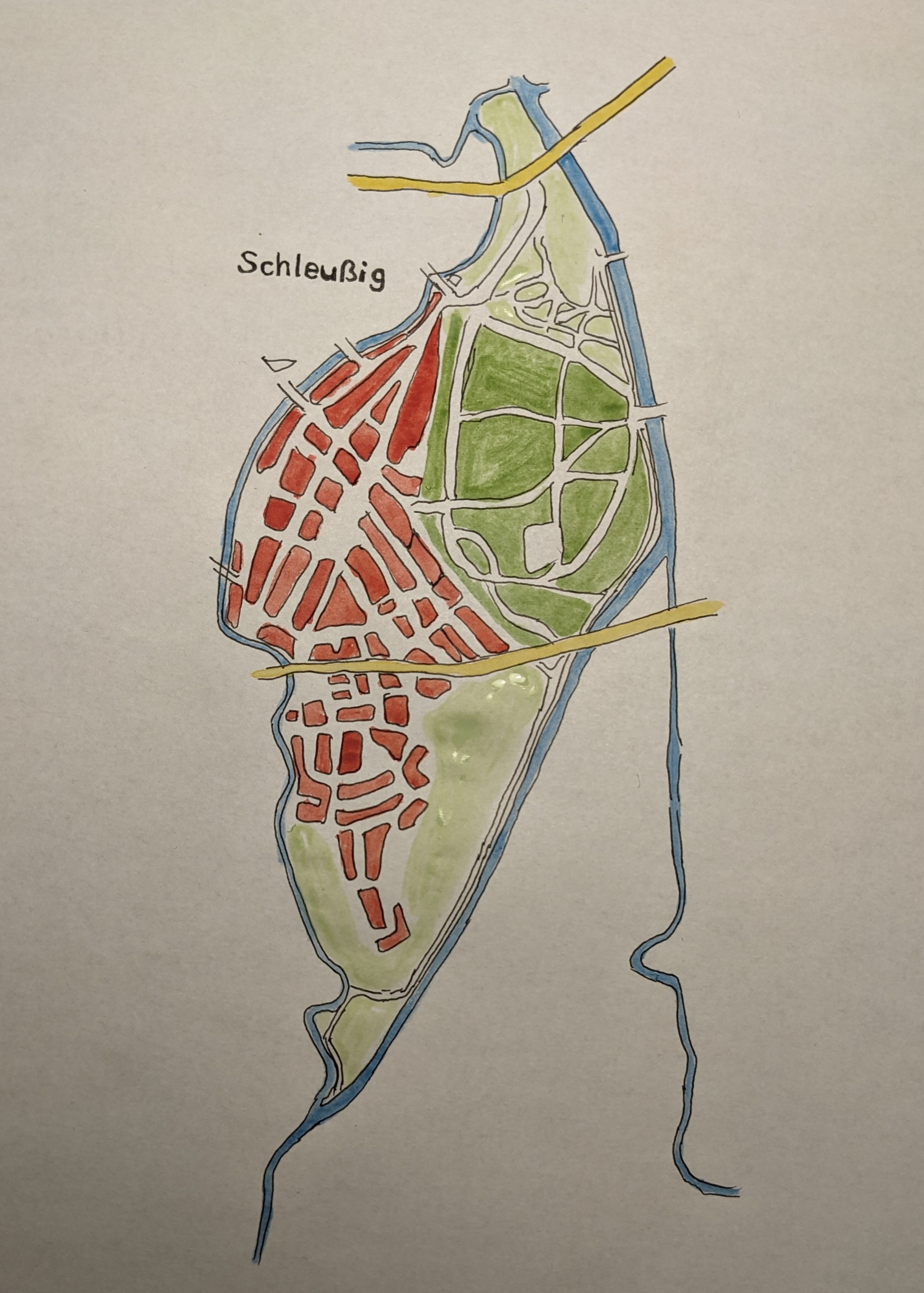 Pen, Paper and Paintbrush Map of Schleußig