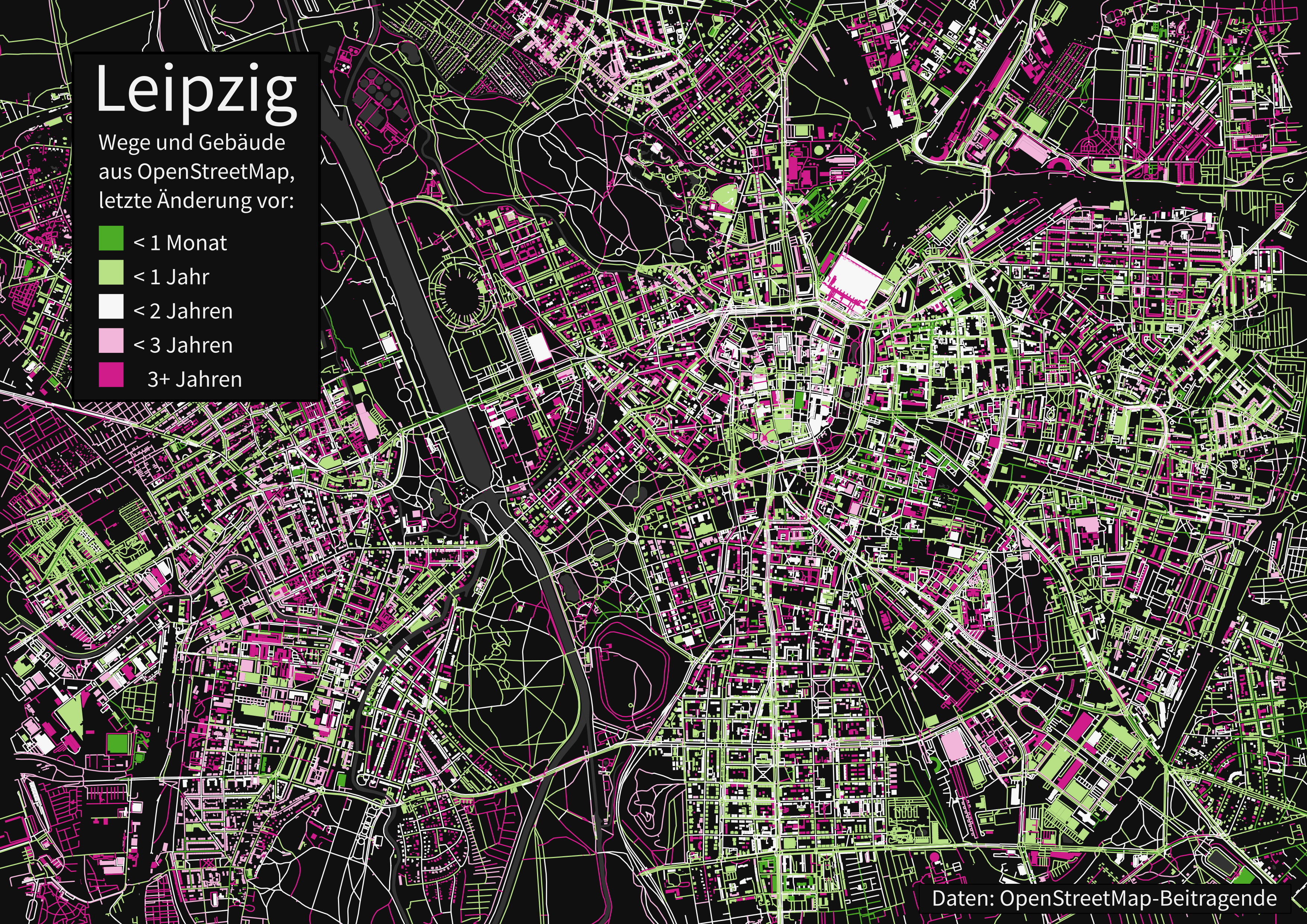 Age of latest OSM Edits in Leipzig